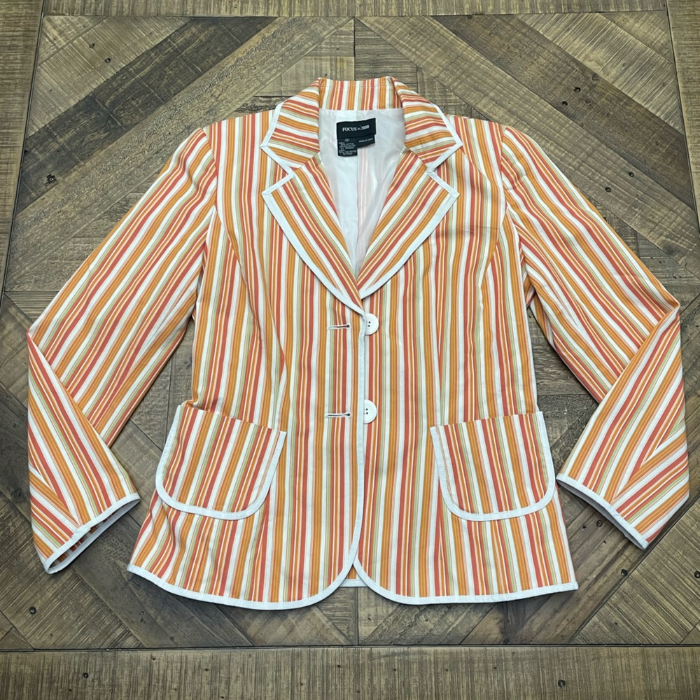 Focus 2000 Orange Striped Blazer